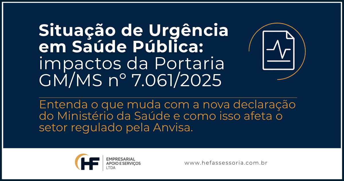 Banner informativo sobre a Portaria GM/MS nº 7.061/2025 e seus impactos no setor de saúde.